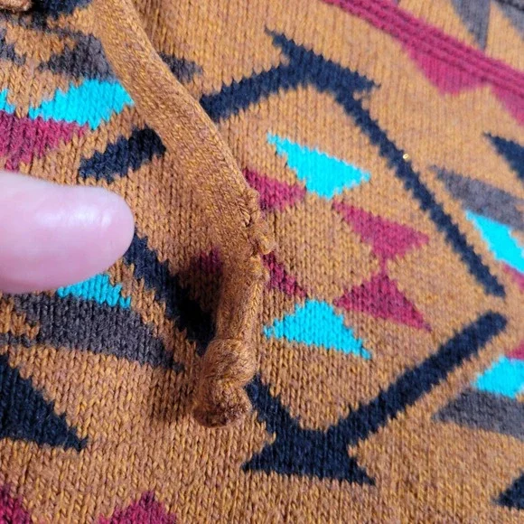 American Eagle Outfitters Hoodie Mens Medium Brown Aztec Southwest Knit Pullover - Picture 3 of 8